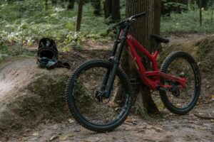 A red mountain bike