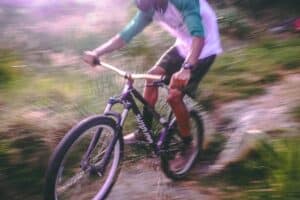 A person riding a mountain bike