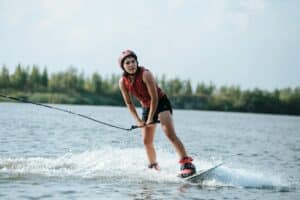 A person wake boarding