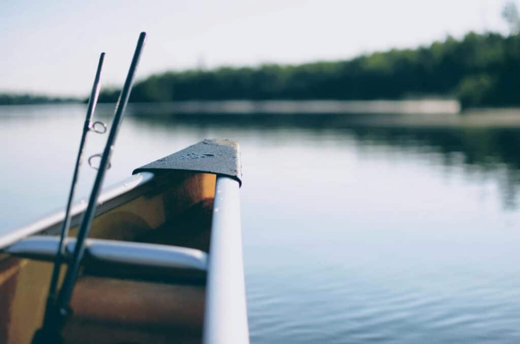 A boat with fishing poles
