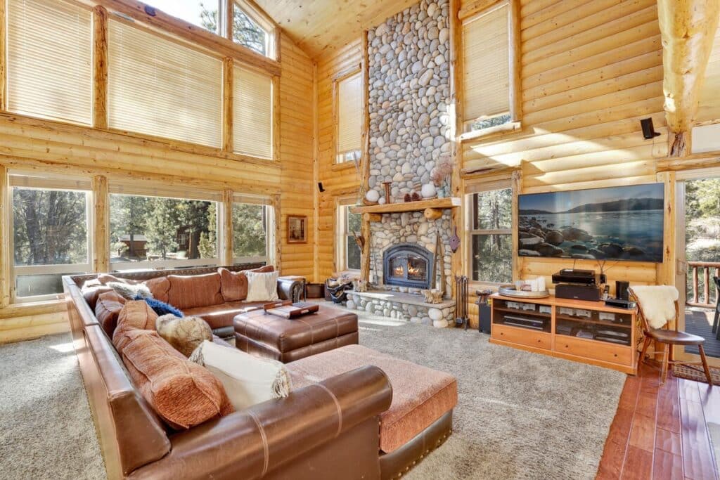 Living room in one of our Big Bear cabin rentals