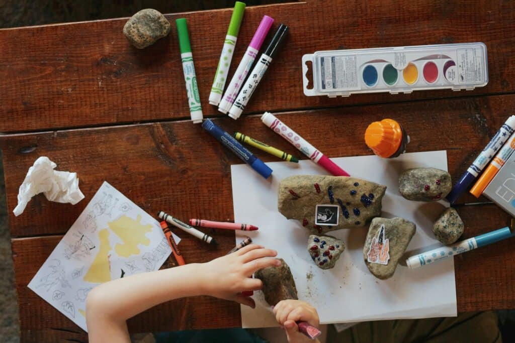 A view of kid's art supplies